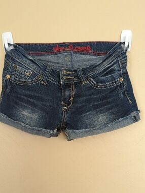 Wallflower Dark Blue Cuffed Denim Shorts